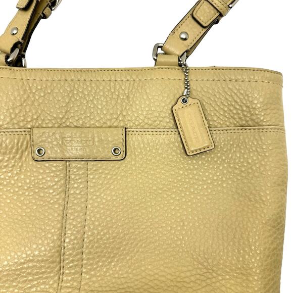 Coach F13089 Hamilton Tan Pebbled Leather Double Strap Shoulder Tote Bag - Picture 5 of 12